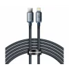 Cablu Date si Incarcare Baseus, Crystal Shine Braided CAJY000301, USB Type-C la tip Lightning, 2m, 20W, Negru