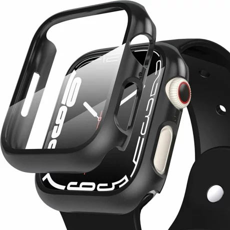 Carcasa cu protectie ecran TECH-PROTECT Defense 360 compatibila cu Apple Watch 7/8 45 mm Black