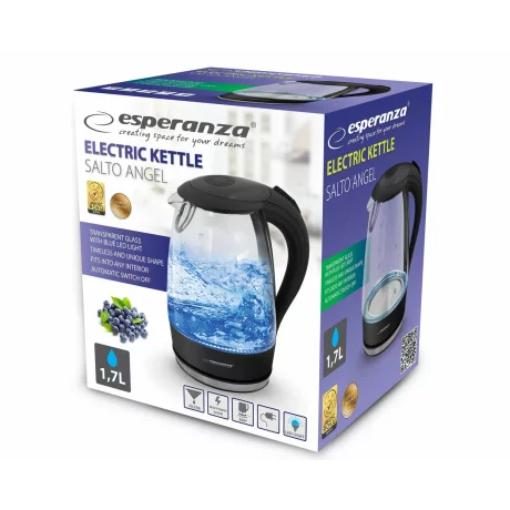 Fierbator electric Esperanza Salto Angel, EKK011W, 2200W, 1.7l, Negru