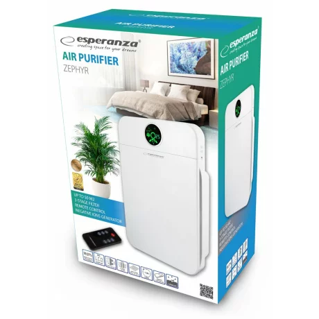 Purificator de aer Esperanza Zephyr, EHP002, 35W, Alb
